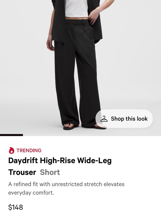 lululemon athletica Pants - Lululemon Daydrift High-Rise Wide-Leg Trouser Short Black size S $148
